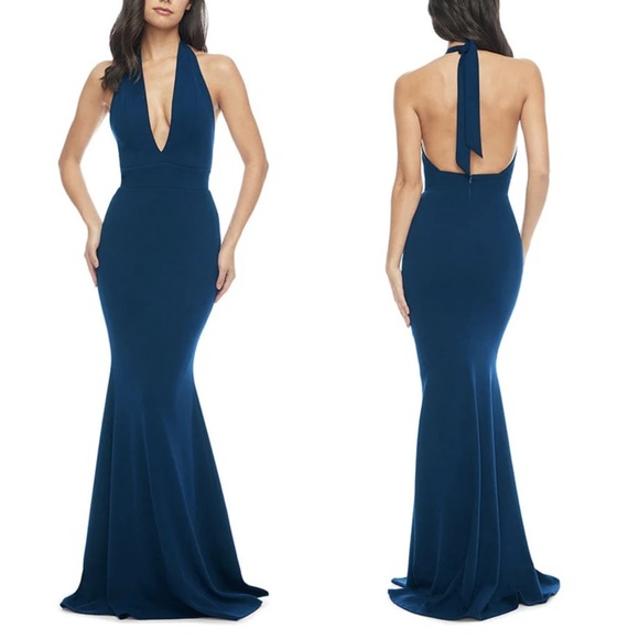 Dress the Population Dresses & Skirts - NWT Dress the Population Camden Halter Maxi Mermaid Dress in Peacock Blue